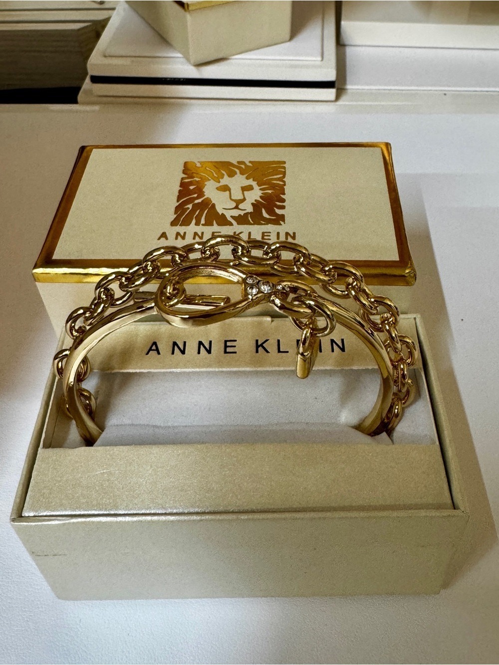 Anne Klein Polished Gold Toggle Chain Bracelet